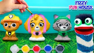 Fizzy amp Phoebe Help The Paw Patrol On A Fun Painting Activity 🎨  Fun Videos For Kids [upl. by Dearman]