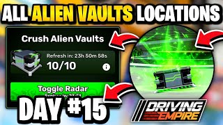 DAY 15 ALL ALIEN VAULT LOCATIONS IN ROBLOX DRIVING EMPIRE SPOOKFEST 2024 CRUSH ALIEN VAULTS DAY 15 [upl. by Neisa817]