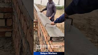 Brick wall construction with metal beam  The workers do their job perfectly  machine shorts [upl. by Mia]