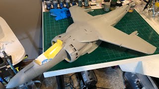 HobbyBoss 118 AV8B Harrier Build Part 6 Almost All Together [upl. by Seilenna]