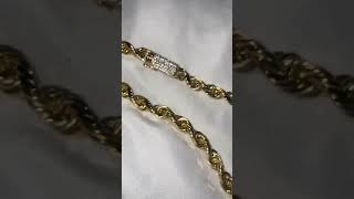 88mm moissanite barrel lock on solid 14k 8mm rope chain HAWAIIROPECHAINS [upl. by Essilem]