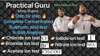 Concentrated Sulphuric acid test  Chloride Bromide iodide nitrate and acetate ion test  XI amp XI [upl. by Illil]