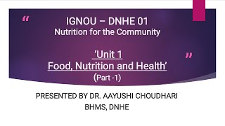 DNHE 1  ENGLISH Lecture 1Part 1 Unit 1  Food Nutrition and Health [upl. by Zoie627]