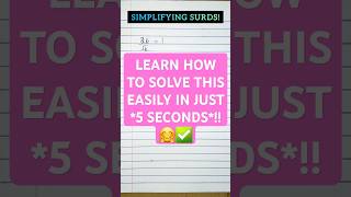 SIMPLIFYING SURDS simplify simplification surds roots maths shortsfeed [upl. by Ahar328]