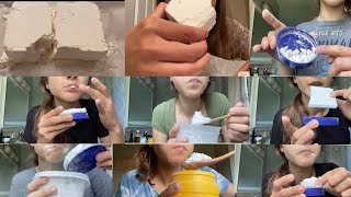 Cornstarch asmr eating 😋 crunchy dry sound 🤤😋😋 by starchyelle [upl. by Nelyk709]