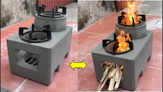 The idea of ​​​​making a wood stove from cement and styrofoam  Cement creation [upl. by Janith]