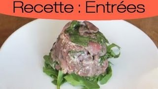 Cuisine rapide  Faire un carpaccio de bœuf en terrine sur roquette [upl. by Nylzor]