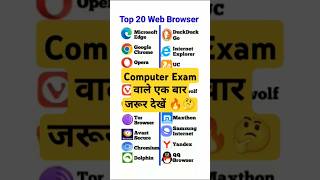 Top 20 web browsers name  web browser  browser name list shorts shortsfeed computer [upl. by Ikin]