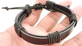 How to make Adjustable leather bracelet at home  diy adjustable leather bracelets [upl. by Llebyram]