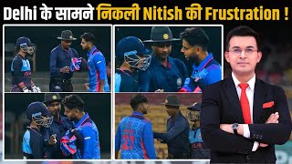 Nitish RanaAyush Badoni engage in a heated exchange during Syed Mushtaq Ali Trophy quarterfinal [upl. by Rosena]