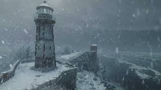 Night Snowstorm on Lonely Lighthouse Relaxing Sounds of Blizzard and Howling Winds for Sleeping [upl. by Naitsabas590]