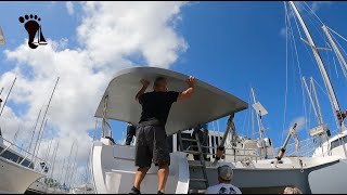 Getting The HARDTOP UP Boat Work Barefoot Travels S4 E56 [upl. by Animas12]