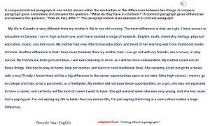 Writing effective paragraphs  10 Comparison Contrast paragraph [upl. by Dionis433]