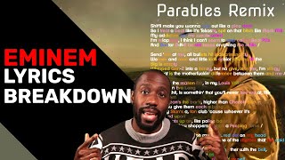 Eminem  Parables Remix Lyrics BREAKDOWN ANALYSIS REVIEW REACTION [upl. by Nagram]