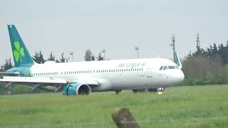 CLOSE UP Aer Lingus A321NEO EiLRD landing into Dublin Airport aviation landing a321neo [upl. by Nylg]