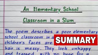 An Elementary School Classroom in a Slum  summary  Class 12 English poem NCERT  NotesLibrary [upl. by Nee]