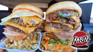 MUKBANG EATING Fresh Burger Double Burgers Cali Fries Poutine  Family Business [upl. by Lemcke]