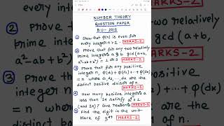 NUMBER THEORY BURDWAN UNIVERSITY QUESTION PAPER2015 [upl. by Patton]