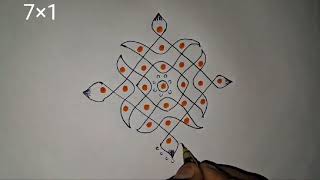 71 dots Easy Tuesday Rangoli Special Kolam Design Daily Rangoli Muggulu [upl. by Neira]