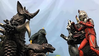 Ultraseven Miclas Windom vs Dinosaur Tank Tyrant Bemstar Ultraman Stop Motion LJPL Animation [upl. by Hendrick]