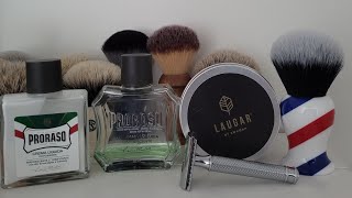 Wet shaving Yaqi Barberpole 30mm tuxedo shaving brush  Laugar of Sweden  Mühle r89 [upl. by Liddy878]