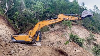 Large Excavator on Road Construction Site Impressive Work in Progress [upl. by Barsky]