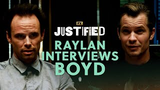 Raylan Interviews Boyd  Scene  Justified  FX [upl. by Eecak]