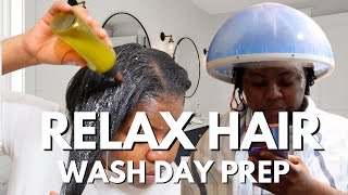 Pre Poo Routine for RELAXED HAIR  How I Prep My Relaxed Hair for a Healthy Wash Day [upl. by Beutler]