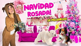 ARMANDO una NAVIDAD TODA ROSA💗 Mi GATITA se pelea con UN OSO POLAR🐻‍❄️ falso😱  Ani Cat😻 [upl. by Lizette]