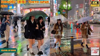 4k hdr japan travel 2024  Night Rain Walk in Shinjuku（新宿）Tokyo Japan  Relaxing City ambience [upl. by Maletta]