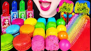 ASMR Rainbow Dubai Chocolate Edible Lipstick 무지개 두바이 초콜릿 먹방 Mukbang Eating [upl. by Jasen977]