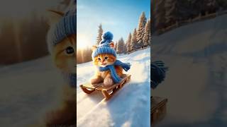 ❄️🐾 The Orange Kitten’s Snowy Adventure 🎁🛷cat cattales catfunny catshorts animation [upl. by Laroc]