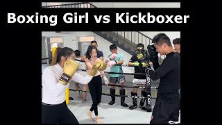 Boxing Girl Challenges Kickboxer  Zhang Meili vs Aspiring Pro [upl. by Eidderf312]