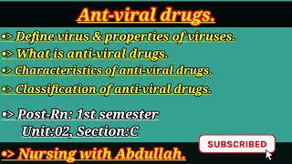 Antimicrobial therapy in urdu Antiviral drugs PostRn 1stBsn 3rd semester Unit2  Pharmacology [upl. by Saito620]