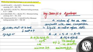 Which of the following azeotropes is not correctly matched [upl. by Doria159]