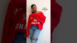 Stop over cutting your tshirts and sweatshirts  DIY off shoulder cut upcycling fashion diy [upl. by Stearns661]