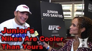 UFC 160s Junior Dos Santos on Mark Hunt Strategy Against Cain  His Signature Nikes [upl. by Enelrae]