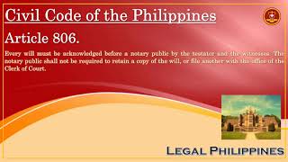 Notarial Will Philippines  Notarial Will Meaning  What Is A Notarial Will Civil Code Article 806 [upl. by Halla]