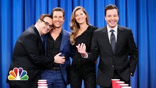 Flip Cup with Gisele Bundchen and Matthew McConaughey Late Night with Jimmy Fallon [upl. by Townsend]