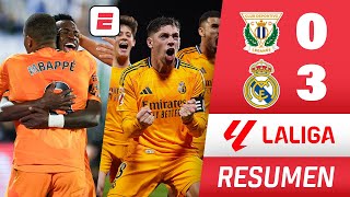 REAL MADRID GOLEÓ 30 a LEGANÉS GOLES de MBAPPÉ VALVERDE Y BELLINGHAM VINICIUS asistió  La Liga [upl. by Srini]