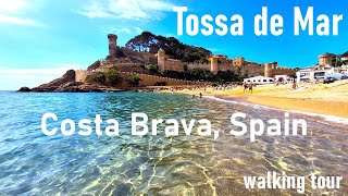 Tossa de Mar  Walking tour 1  Town center  3 beaches promenade shopping streets restaurants [upl. by Assenar946]