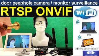 ONVIF WiFi Door Peephole Camera surveillance use VLC Media Player and only Single 12V power adapter [upl. by Hentrich]