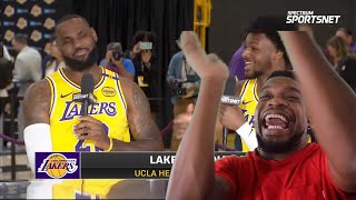 LAKERS 2024 Media Day Bronny 🤝 Bron [upl. by Haldes]