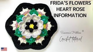 Crochet hexagon flower motif  Frida’s flowers “Heart Rose”  information [upl. by Priest820]