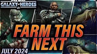 PRIORITY FARMING LIST GL AHSOKA EDITION July 2024 starwars galaxyofheroes swgoh [upl. by Meter]