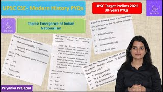 UPSC CSE I Target Prelims 2025 I Modern History PYQs I Emergence of Indian Nationalism I Part3 [upl. by Atinrev433]