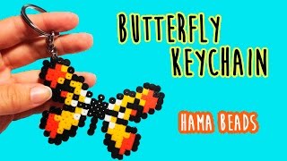 Butterfly keychain with Hama beads Perler beads [upl. by Eiluj]