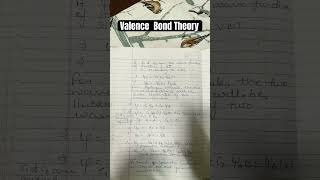 Valence Bond Theory  chemistrynotes valencebondtheory bscnotes trendingshorts [upl. by Alvera]