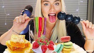 ASMR POPULAR FOODS HONEYCOMB CANDIED FRUITS TANGHULU TAPIOCA PEARLS JELLY STRAWS MUKBANG 먹방 [upl. by Kurman]