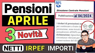 PENSIONI APRILE 2024 ➡ NOVITà E ANTEPRIMA IMPORTI CEDOLINI ARRIVATI PER CHI IRPEF AUMENTI CONGUAGLI [upl. by Komsa]